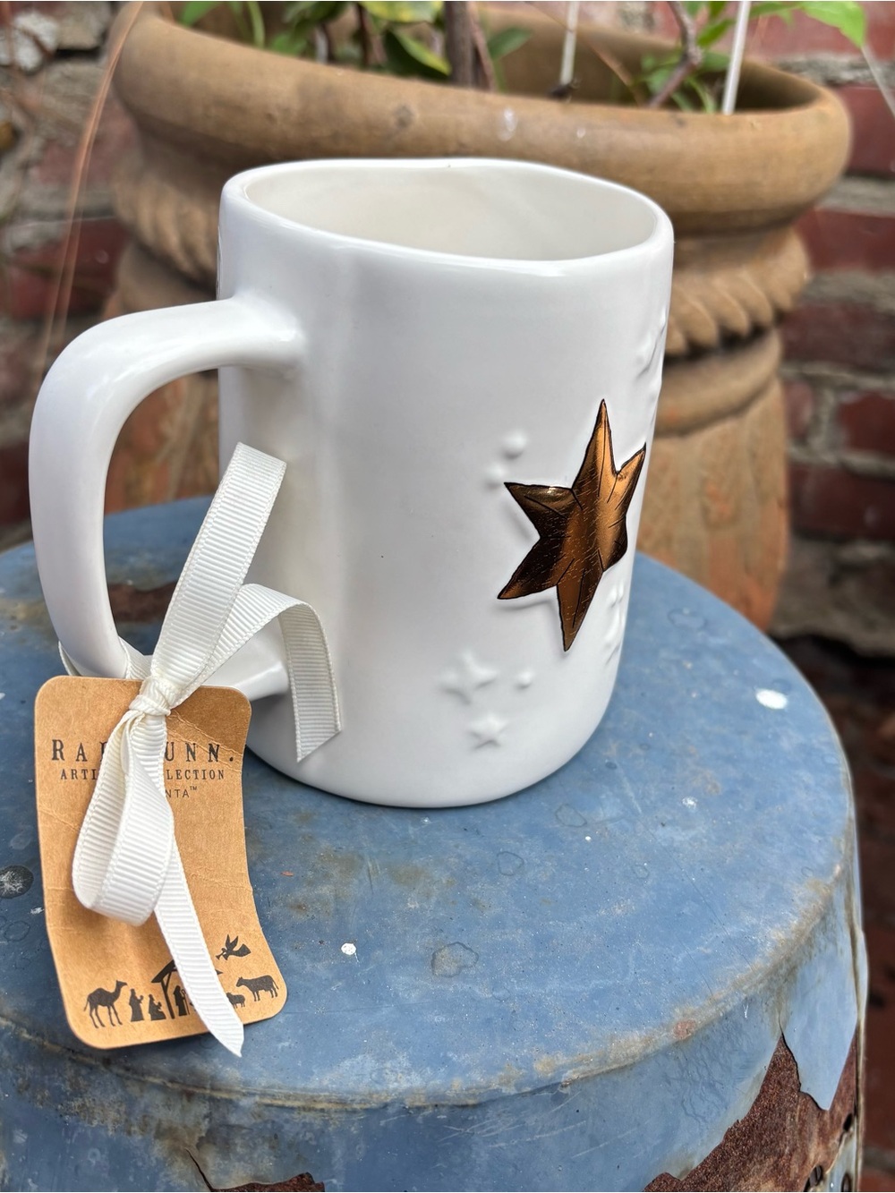 Rae Dunn White Ceramic "Follow The Star" Mug with Black Lettering - Picture 2 of 7